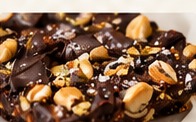 Original D8 date bark with dark chocolate, peanut butter and peanuts